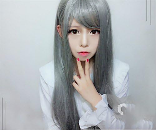 Suuny Queen Soft Hair Sexy Fashion Grey Color Long Wave Lady's Synthetic Hair Wig Full Cosplay Wig