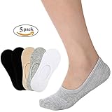 Toes Home Classic 5 Pairs No Show Socks Solid Color Low Cut No Show Liner Non Slip Socks