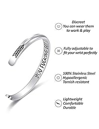 BESTTERN Inspirational Bracelet Cuff Bangle Best Friend Sister Gift Mantra Quote Stainless Steel Engraved Motivational Jewelry for Women Daily Reminder by SAM & Lori