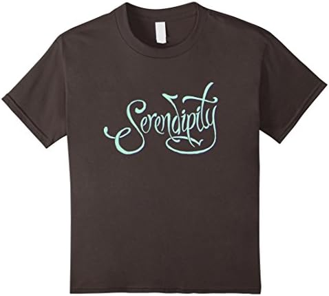 Kids Serendipity Fortunate Pleasant Surprise Text Word T-Shirt 8 Asphalt