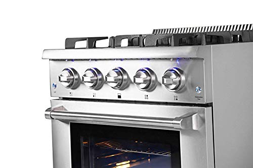 Thor Kitchen HRG3080U 30" Freestanding Professional Style Gas Range with 4.2 cu. ft. Oven, 4 Burners, Convection Fan, Cast Iron Grates, and Blue Porcelain Oven Interior, in Stainless Steel - Thumbnail 6
