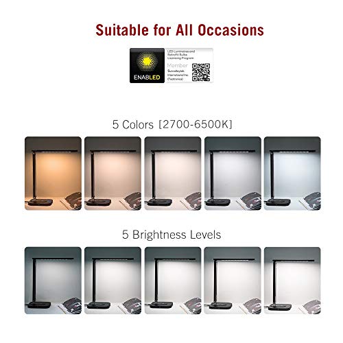 image for TaoTronics LED Desk Lamp with Qi-Enabled Wireless Fast Charger, USB Ch