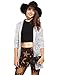 HaoDuoYi Womens Casual Silver Sequins Pocket Side Coat Jacket