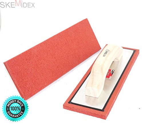 SKEMiDEX---Lot Two 12" x 4" Rubber Sponge Grout Float Tile Hand Trowel Tools w/Wood Handle. Non-stick gum rubber ensures smooth application Thick aluminum backing plate resists bending - Thumbnail 3