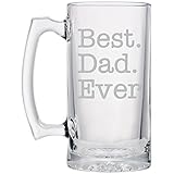 Best Dad Glass Beer Sports Mug, Hand-Engraved Jumbo 26.5 oz (Best Dad Ever)