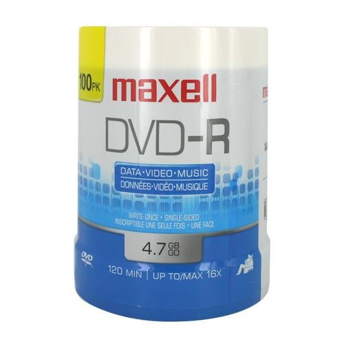 Maxell : DVD-R Discs, 4.7GB, 16x, Spindle, Gold, 100/Pack -:- Sold as 2 Packs of - 100 - / - Total of 200 Each