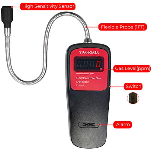 Portable Digital Gas Leak Detector for Combustible Gas, Natural Gas, Methane, LPG, LNG, Fuel, Ethane, Propane, Benzene, Acetylene, Sewer Gas