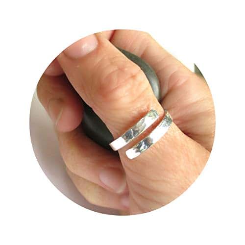 Adjustable Hammered Silver Thumb Ring Handmade