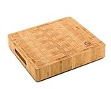 Small End Grain Bamboo Cutting Board | Professional, Antibacterial Butcher Block | Non-Slip Rubber Feet by Top Notch Kitchenware