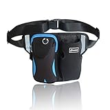Waist Bag Funny Pack for Men Women, Sincier Running Belt with Water Bottle Holder，Zipper Pockes ，Reflective Strips on Travel Bum Bag for Jogging, Hiking, Camping, Cycling,Blue