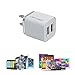 Dual USB Wall Charger HV® Universal Power Adapter for iPhone and Android smartphones (Silver/ White)
