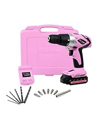 Pink Power PP181LI desarmador inalámbrico con batería de ion de litio, 18 voltios, con caja, batería, y cargador, para mujeres