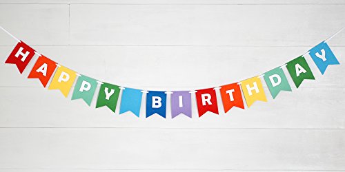 Decomod Premium Layered Felt Happy Birthday Banner Bunting Laser Cut 60 inches Wide - Rainbow Flags - //coolthings.us