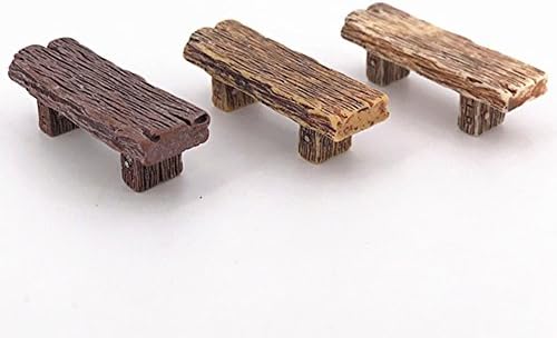 bismarckber Fairy Garden Accessories, 3Pcs Miniature Retro Benches Micro Landscape Bonsai DIY Doll House Decor Ornament