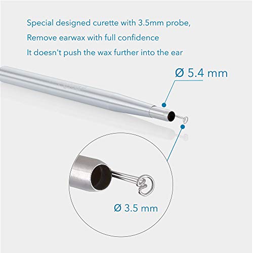 Supereyes Digital LED Otoscope - Wireless WiFi Microscope Ear Pick 2019 Stainless 3.5mm Diameter Curette Earwax Removal Cleaner Kit Inspection Camera with LED Lights for iOS and Android
