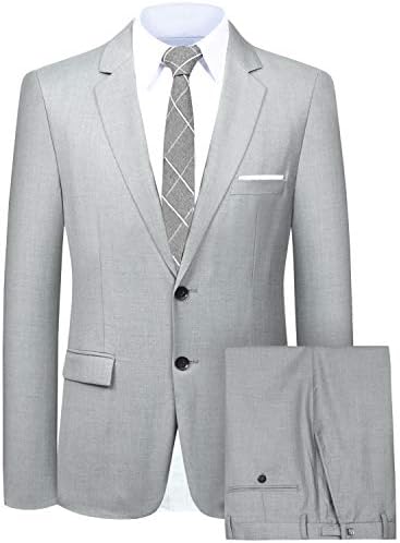 Hanayome Men's Suit 2 Pieces Slim Fit Suit Jacket Pant Coat Business Blazer Men
