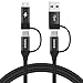 USB C Charging Cable, Lecone Micro USB Data Transfer 4 in 1 Multi Cable 1m/ 3.3FT Nylon Braided Cord Charger Adapter with USB C x2/Micro USB/USB Ports for Android and Type C Devices [Black]