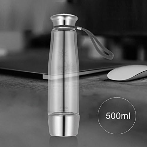 500ML Portable Hydrogen Water Ionizer Bottle Maker Generator Glass Water Pitcher BPA-free with Self-cleaning Lid (Transparent)