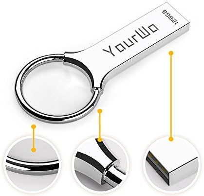 Metal USB 2.0 Flash Drive 128GB Silver (H02128) - Keychain Design