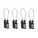 Pixnor TSA Approved Travel Combination Cable Luggage Locks 3-Digit for Suitcases Backpacks 4 Pack Black