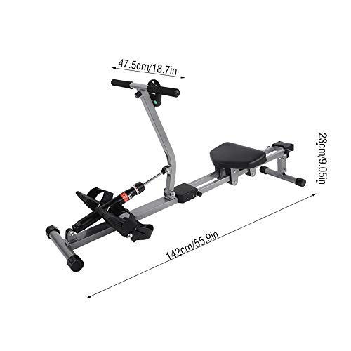 Rowing Machine,Steel Rowing Machine Cardio Rower Workout Body Fitness Accessory with Timing Counting etc Meter Display for Home Gym