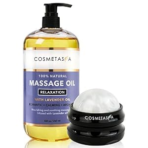 Sensual Lavender Massage Oil with Massage Roller Ball – No Stain 100% Natural Blend of Spa Quality Oils for Romantic…