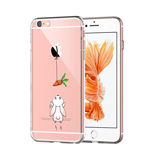 iPhone 6 6s Case, Matop Amusing Whimsical Design Clear Bumper TPU Soft Case Rubber Silicone Skin Cover for iPhone 6 6S (Rabbit carrot)
