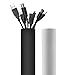 JOTO 10.83ft Cable Management Sleeve, Cuttable Neoprene Cord Management Organizer System, Flexible Cable Wrap Cover Wire Hider for Desk TV Computer Office Home Theater -Reversible Black/White, Small