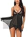 Ababoon Women Lingerie Lace Babydoll V neck Asymmetrical Sleepwear Strap Chemise