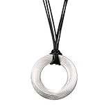 Handmade Brushed Circle Long PU Leather Rope Pendant Necklace for Women