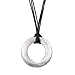 Handmade Brushed Circle Long PU Leather Rope Pendant Necklace for Women