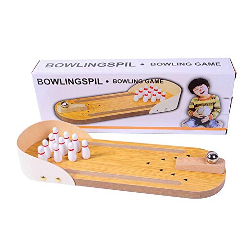 Thyggzjbs Mini Bowling Game, Mini Wooden Desktop Bowling Game Mini Tabletop Bowling Toy | Perfect for Kids & Adults - Thumbnail 6