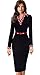 HOMEYEE Women's 1950s Vintage Turn Down Collar Black Pencil Business Dress B334