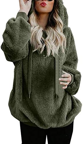 DaySeventh Sweatshirt for Womens,Pullover Sweaters,Hooded Oversize Coat Winter Warm Wool Zipper Pockets Cotton Coat Outwear