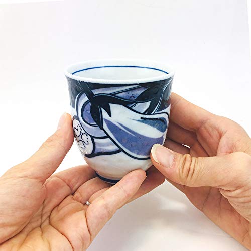 Yamakiikai Mino ware(minoyaki) Japanese tea cup yunomi φ2.95" x H3.15" Cool Design (Lotus root)