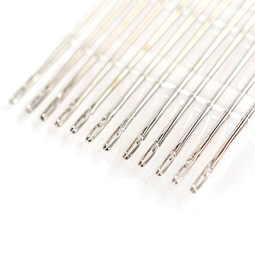 Self-Threading Needles, Sewing Self Threading Hand Needles Stitching Pins, Embroidery Hand Sewing Tools, Loop Thread Around The Needle, Pull Into Groove, You're Done With Threading! (1 set, silver)