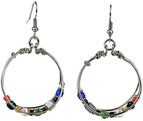 Wire and Bead Earrings Hand Crafted in Kenya