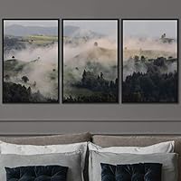 3 Piece Framed Canvas Wall Art Foggy Mountains Canvas Prints Home Artwork Decoration for Living Room,Bedroom - 16