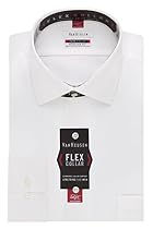 Van Heusen Men's Flex Collar Regular Fit Solid Spread Collar Dress Shirt, White, 14.5