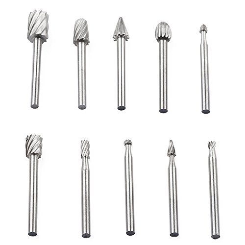 Transser 3mm Shank Woodworking HSS Micro Milling Cutter Tool Routing Wood Machine Set Router Bits For Wood Cutter (silver - 10pcs x 1 set) - Thumbnail 2
