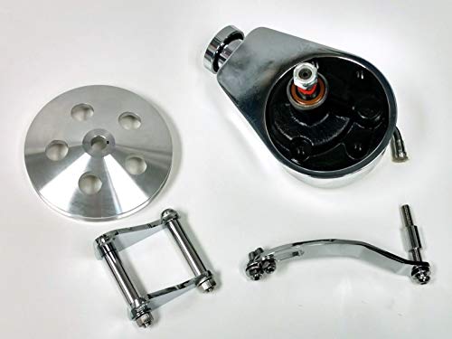 Sbc Chevy Chrome Saginaw Style Power Steering Pump W/Bracket & Pulley - Thumbnail 4