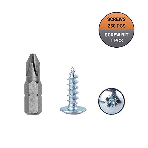 (250 Stück) verzinkter Stahl 4,5 x 16 mm Holzschrauben, Metallschrauben, modifizierter Halsspannkopf, selbstschneidend… – Bild 4
