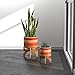 Amazon Brand – Rivet Mid Century Modern Ceramic and Bamboo Planter Flower Pot with Stand - 10.25 Inch, Red and Orange
