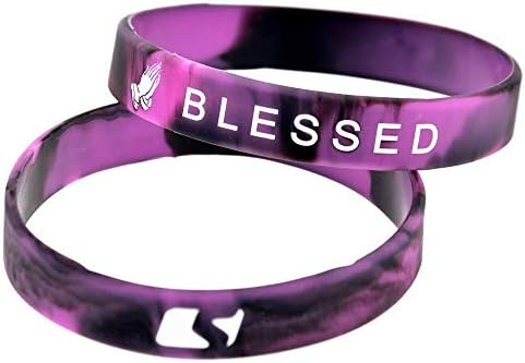 North King Silicone Bracelets With Sayings 'Blessed' Rubber Wristbands For Adults And Girls Motivation Set of 10 Pieces