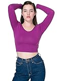 American Apparel Women Cotton Spandex Jersey Long Sleeve Crop Top