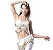 ZLTdream Lady's Belly Dance Bandage Coin Bra Top With Chest Pad White