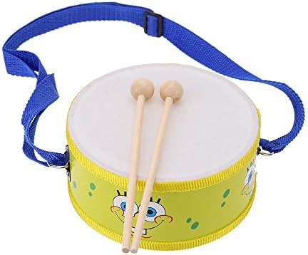 Hillside Fire Colorful Cute Wooden with Plastic Paper Snare Drum and Stick Sound Beat Musical Instrument Toy Gift for Baby Kid Child Beginner