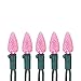 NOMA LED C6 Christmas Lights | Indoor/Outdoor String Lights | Berry Pink Bulbs | 70 Light Set | 23.8 Foot Strand | UL Certified