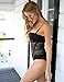 LookbookStore Swimsuits for Women Sexy One Piece Black Crochet Lace Trim Halter/Strappy Adjustable Swimsuit Bathing Suit US 10