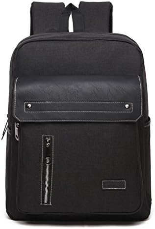 Datomarry Kids Outdoor Leather Laptop Backpack Black Multifunctional School Book Bag